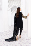 Laleen - Gulerukh Black Chiffon Suit For Women - Black - 3 Piece
