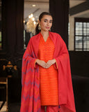 Ayla Studio - Gulnaar Wave Jacquard Suit For Women - Orange - 3 Piece