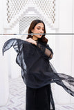 Laleen - Haya Black Organza Suit For Women - Black - 3 Piece