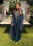 Shahid Chuhan - Kenza - Amar Khan Silk Suit For Women - Teal Blue