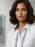Gulabo - Azure Ease Pure Egyption Cotton Lawn & Bosky Set For Women - White Navy - 2 Piece