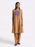 Gulabo - Cotton Lawn Kurta Shalwar For Women - Brown - 2 Piece