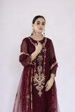 Sadia Aamir - Ilana - Mulberry Embroidered Khaddi Net Shirt and Silk Culottes with Net Dupatta - 3 Piece - Studio by TCS
