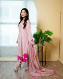 Urooj Atelier - Raw Silk Suit For Women - Blush Pink - 3 Piece