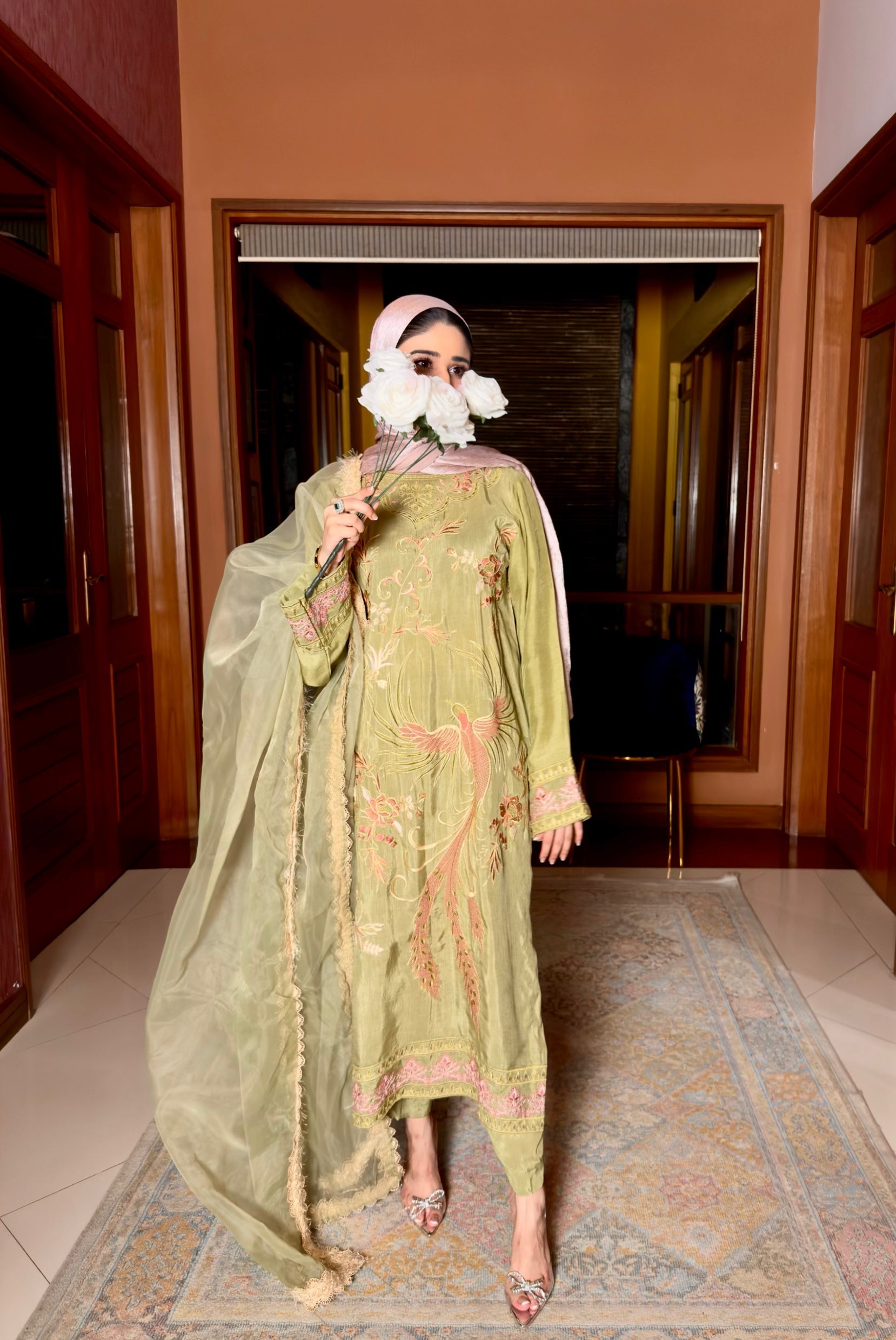 Ombrella - Verdant blossom - Korean Raw Silk - 3 Piece