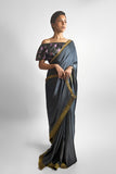 Maheen Khan - VANYA SARI - Blended Silk - Slate Grey - 1 Piece
