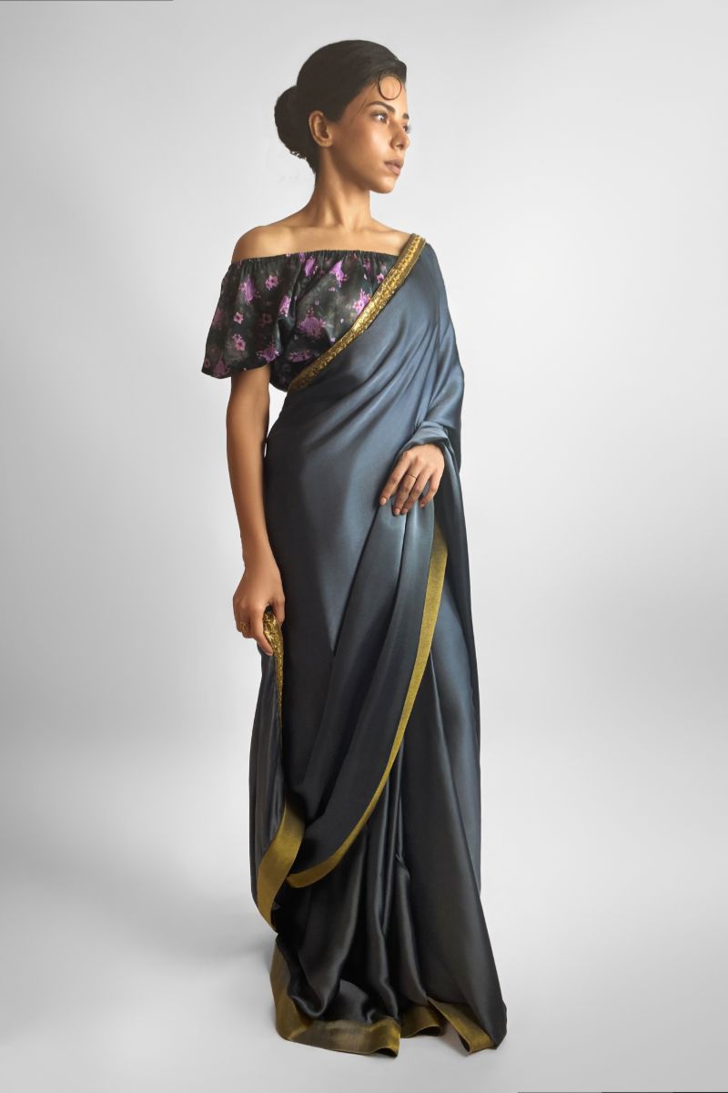 Maheen Khan - VANYA BLOUSE - Cotton - Purple Black - 1 Piece