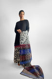 Gulabo - MIDNIGHT MOSAIC SUIT - Blended Chiffon, Silk & Organza - Black & Maroon - 3 Piece