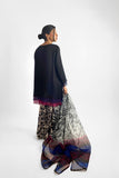 Gulabo - MIDNIGHT MOSAIC SUIT - Blended Chiffon, Silk & Organza - Black & Maroon - 3 Piece