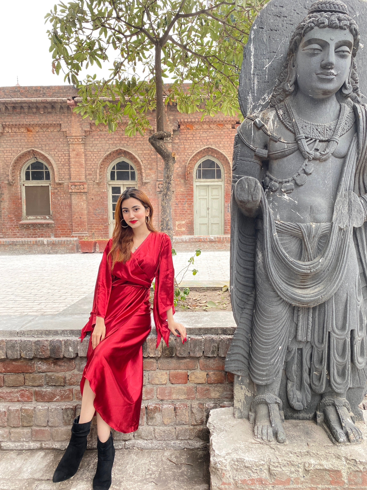 Syah - Spaghetti Straps Silk Dress - 1 Piece