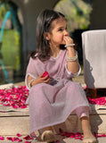Mom4Little - Moonlight Bow Style Kaftan For Girl - Raw Silk - Pink Shimmer - 3 Piece