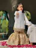 Mom4Little - Organza Floral Gharara For Girl - White - 3 Piece