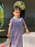 Mom4Little - Lavendar Lava Silk and Net Suit For Girl - 3 Piece