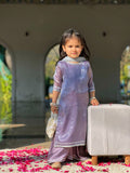 Mom4Little - Lavendar Lava Silk and Net Suit For Girl - 3 Piece