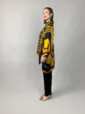 Maheem Khan - Rose Black Scarf Baggy Shirt - BLACK GOLD - Blended Silk - 1 Piece