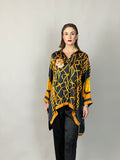 Maheem Khan - Rose Black Scarf Baggy Shirt - BLACK GOLD - Blended Silk - 1 Piece