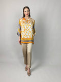 Maheem Khan - Rose Grey/Gold Tunic - GREY GOLD - Blended Silk - 1 Piece