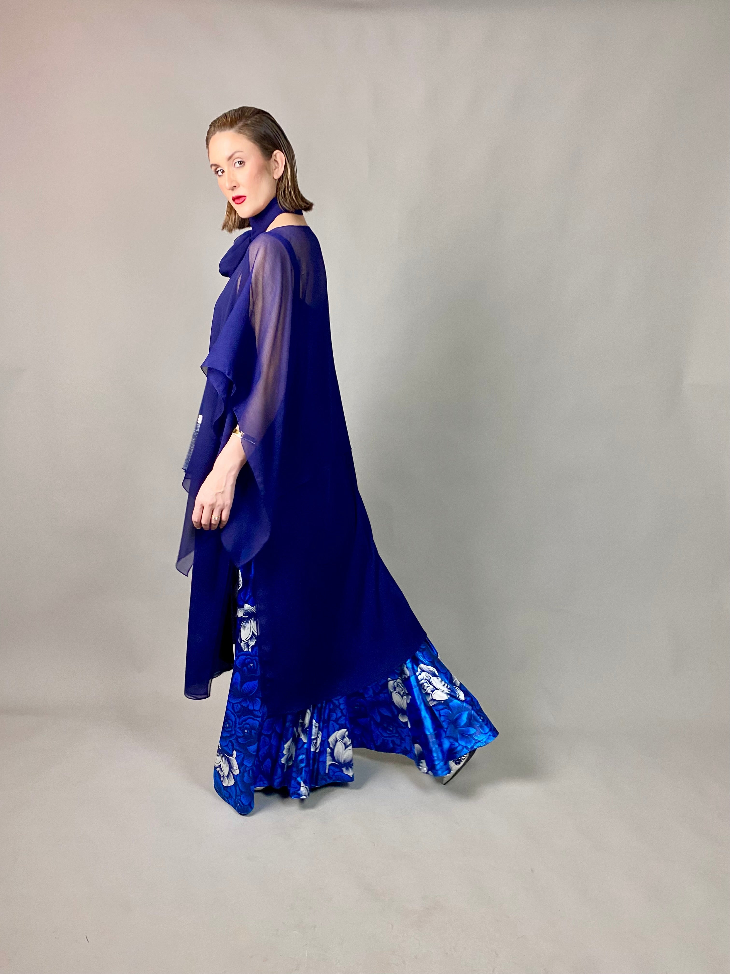 Maheem Khan - Midnight Symphony - NAVY - Blended Chiffon + Satin Silk - 3 Piece