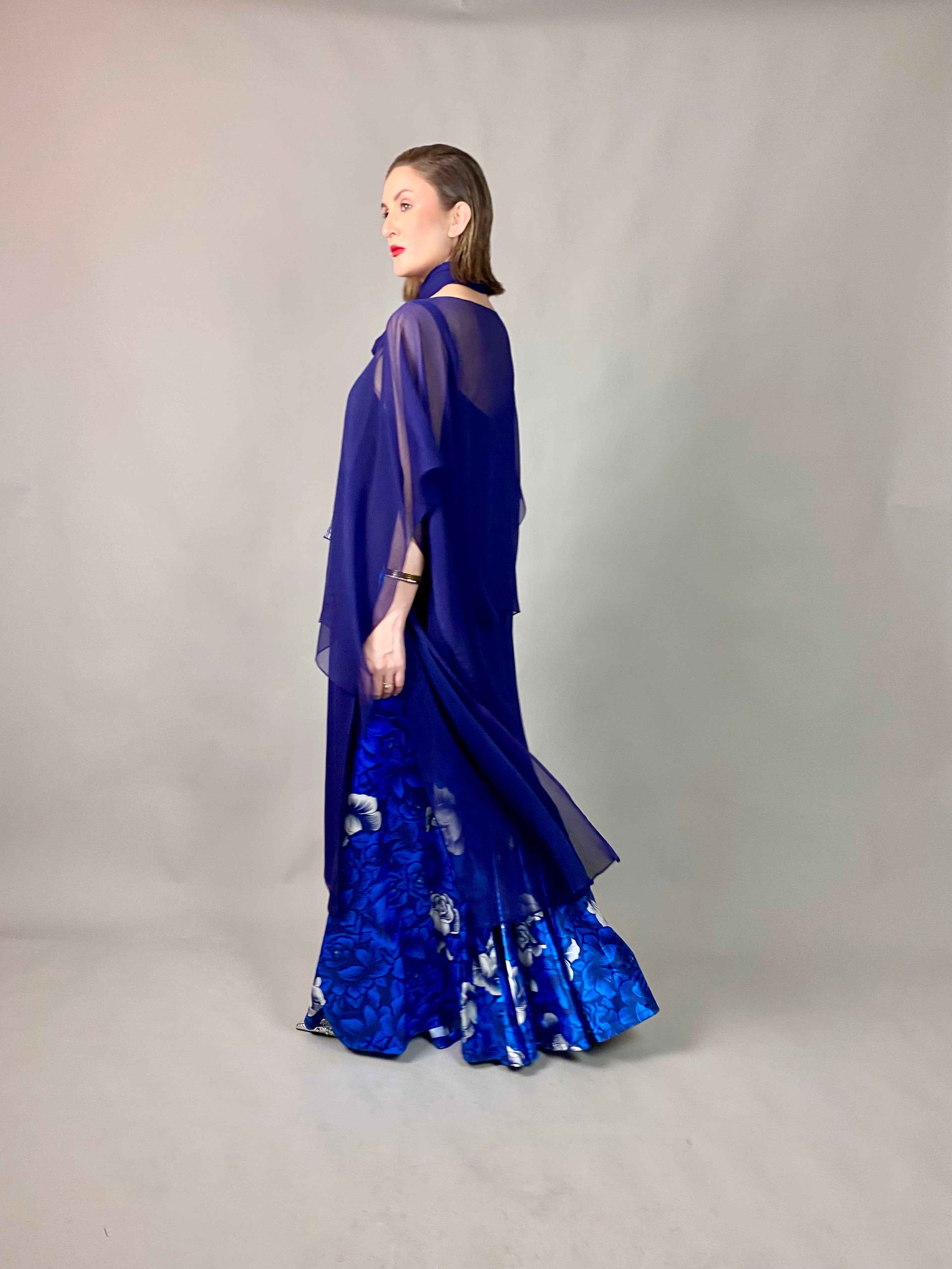 Maheem Khan - Midnight Symphony - NAVY - Blended Chiffon + Satin Silk - 3 Piece