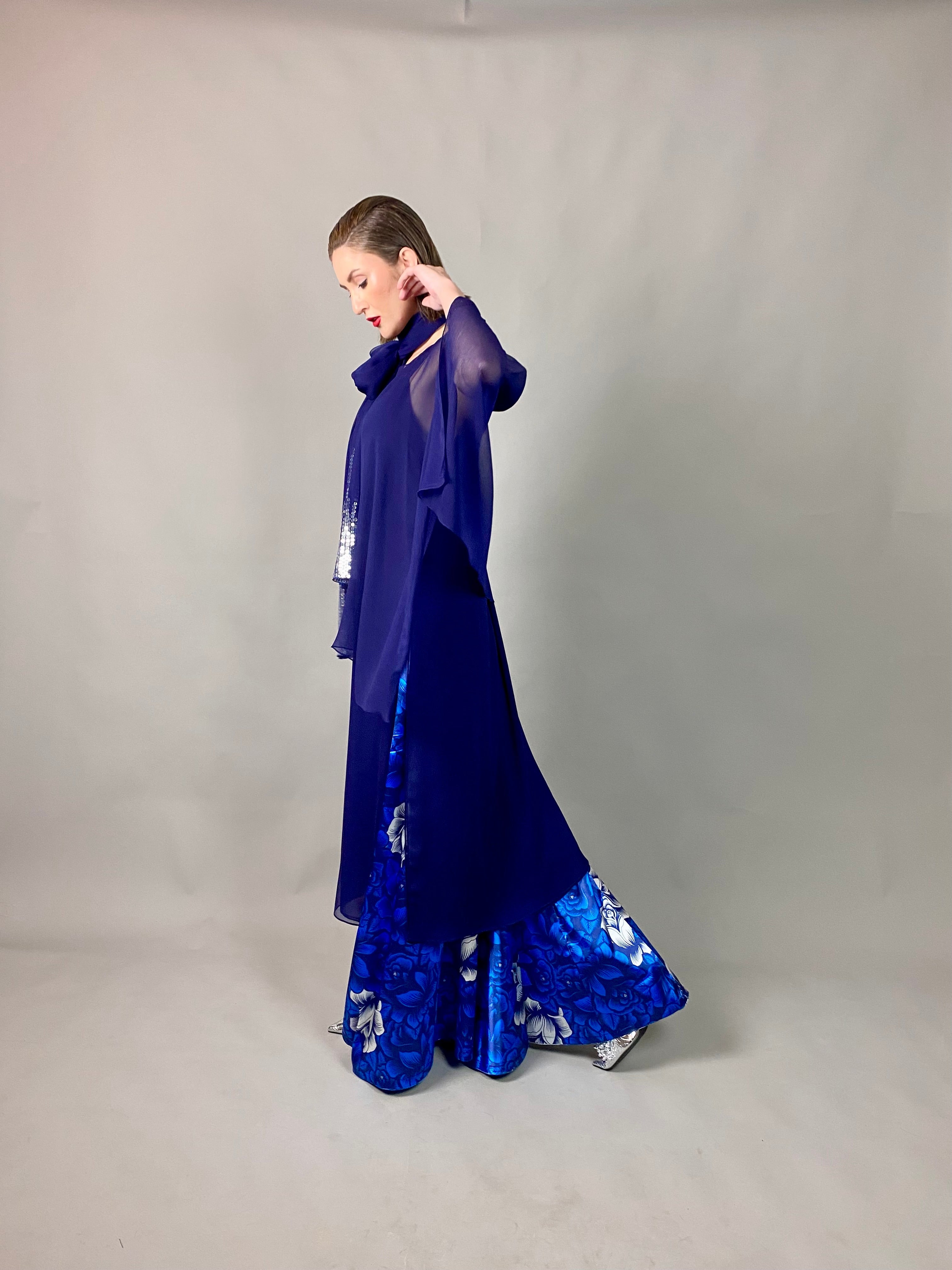 Maheem Khan - Midnight Symphony - NAVY - Blended Chiffon + Satin Silk - 3 Piece