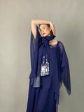 Maheem Khan - Midnight Shimmer Stole - NAVY - Blended Chiffon - 1 Piece