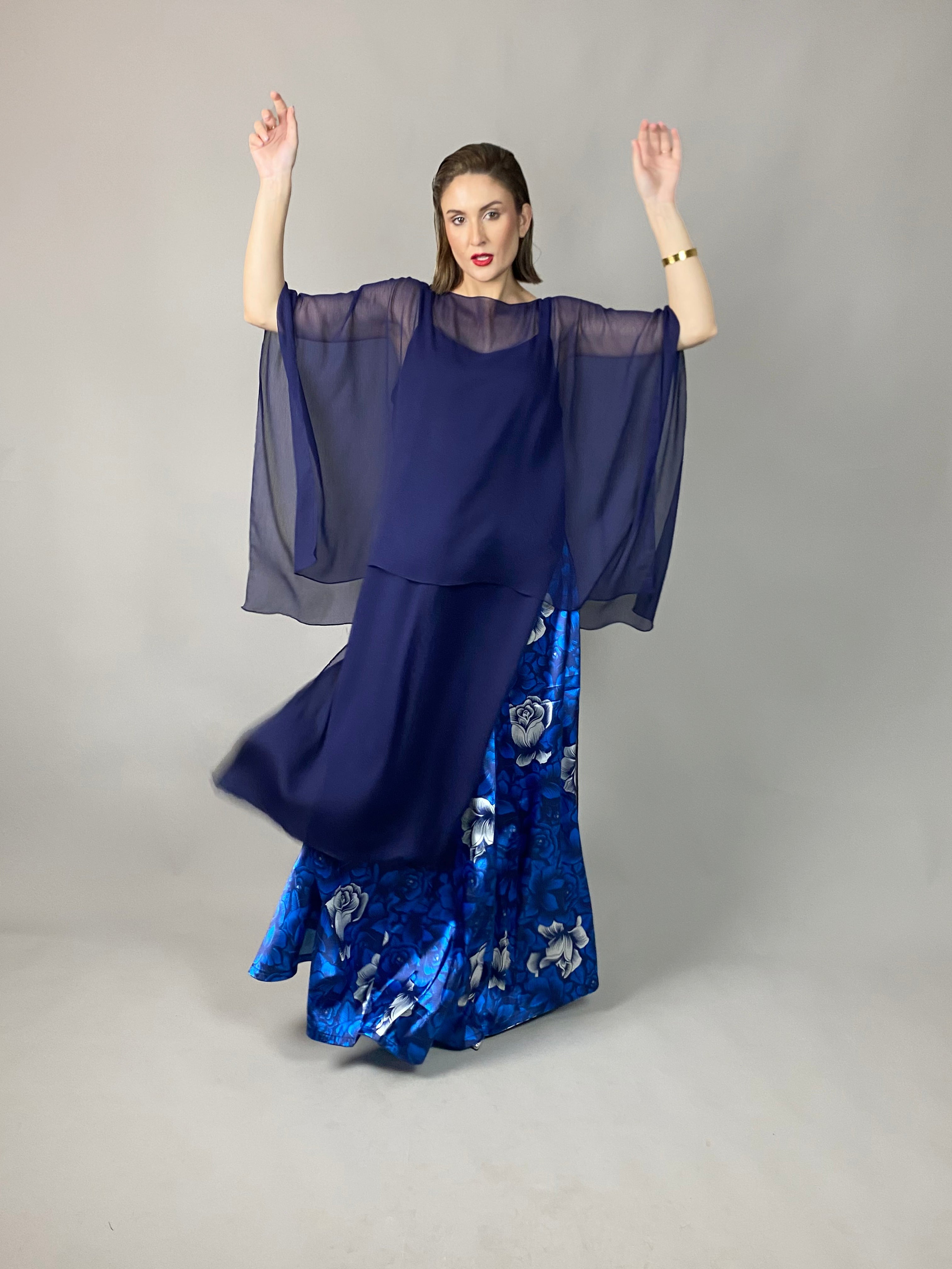 Maheem Khan - Midnight Symphony - NAVY - Blended Chiffon + Satin Silk - 3 Piece