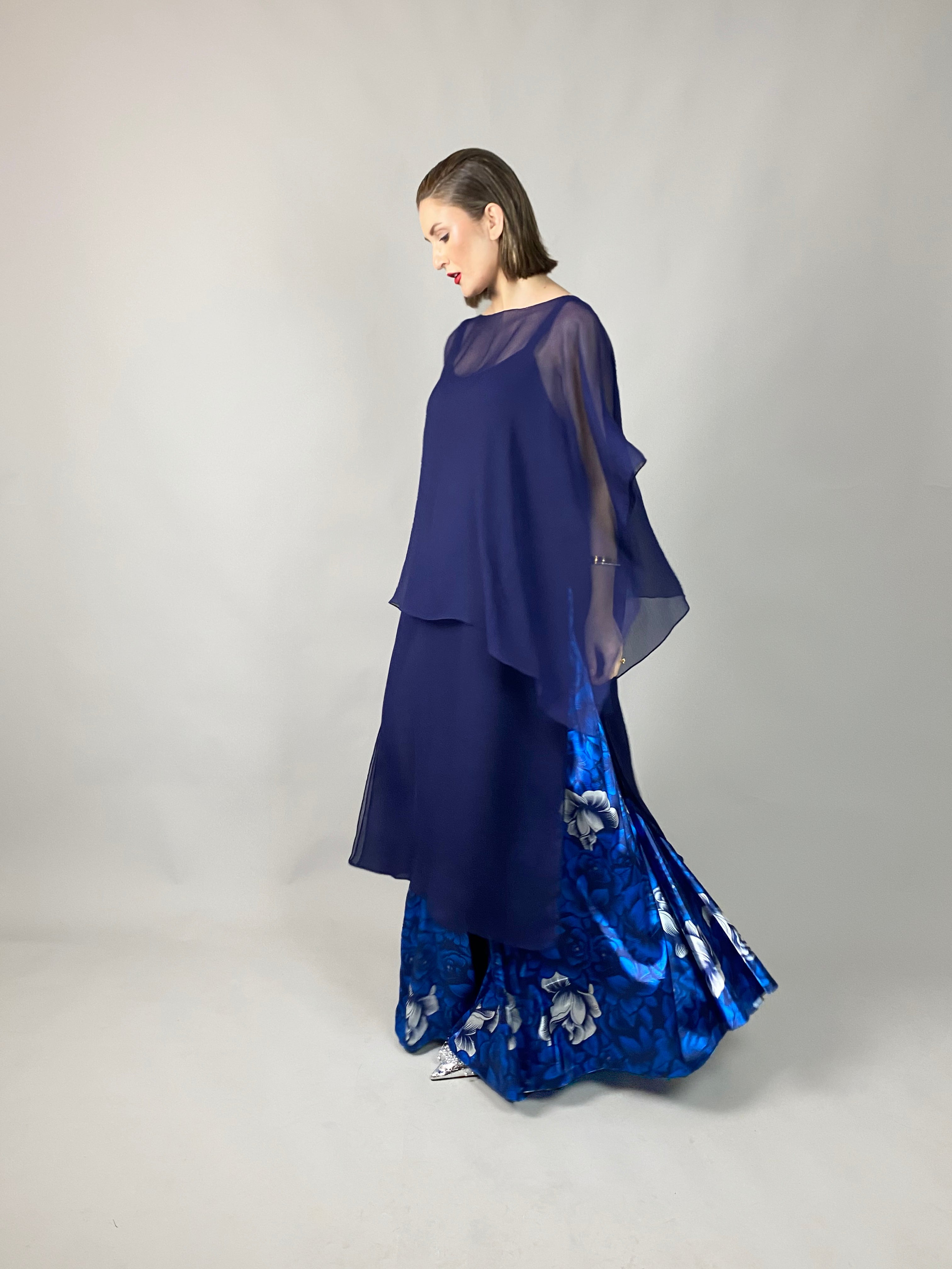 Maheem Khan - Midnight Symphony - NAVY - Blended Chiffon + Satin Silk - 3 Piece