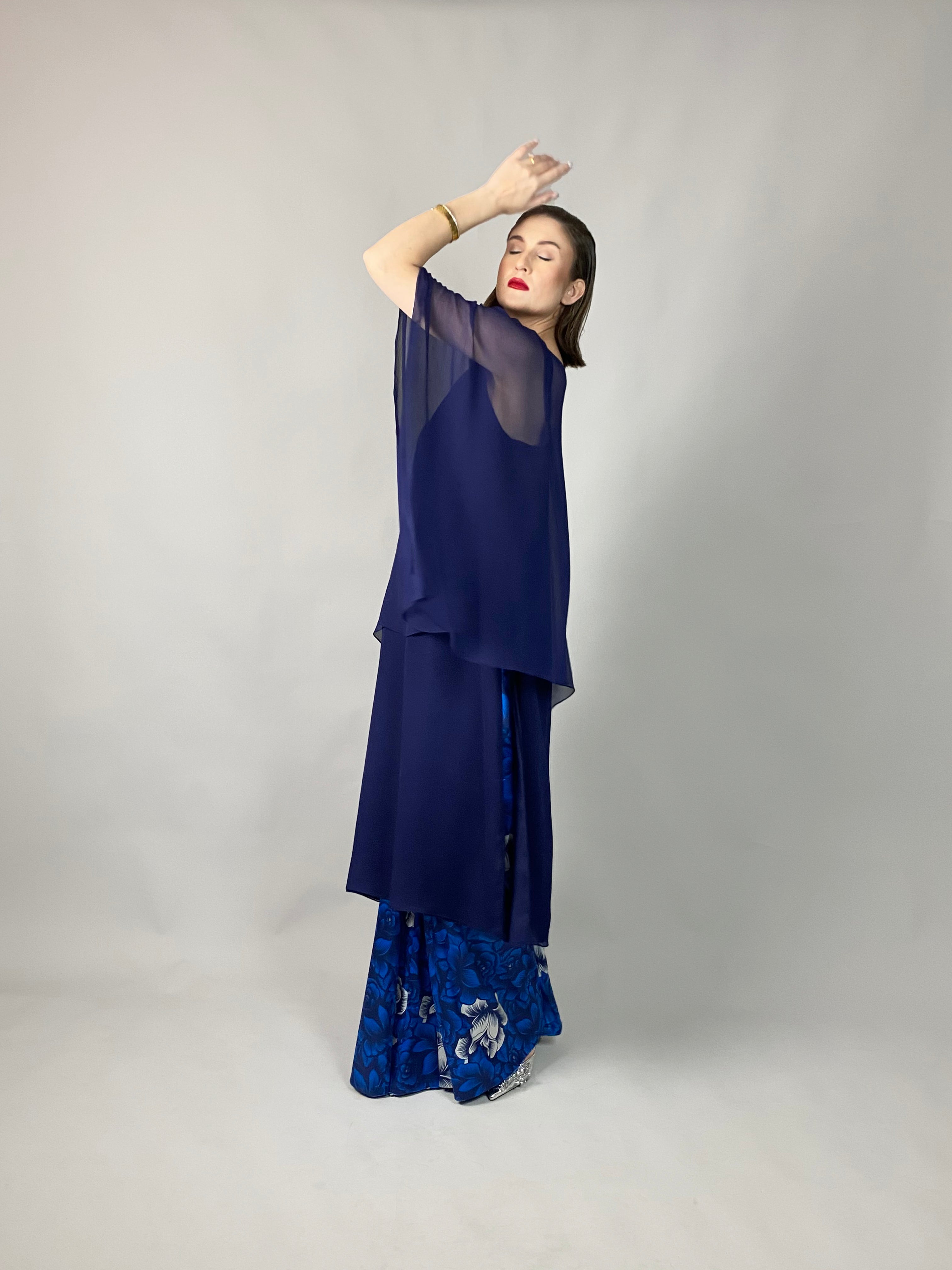 Maheem Khan - Midnight Symphony - NAVY - Blended Chiffon + Satin Silk - 3 Piece