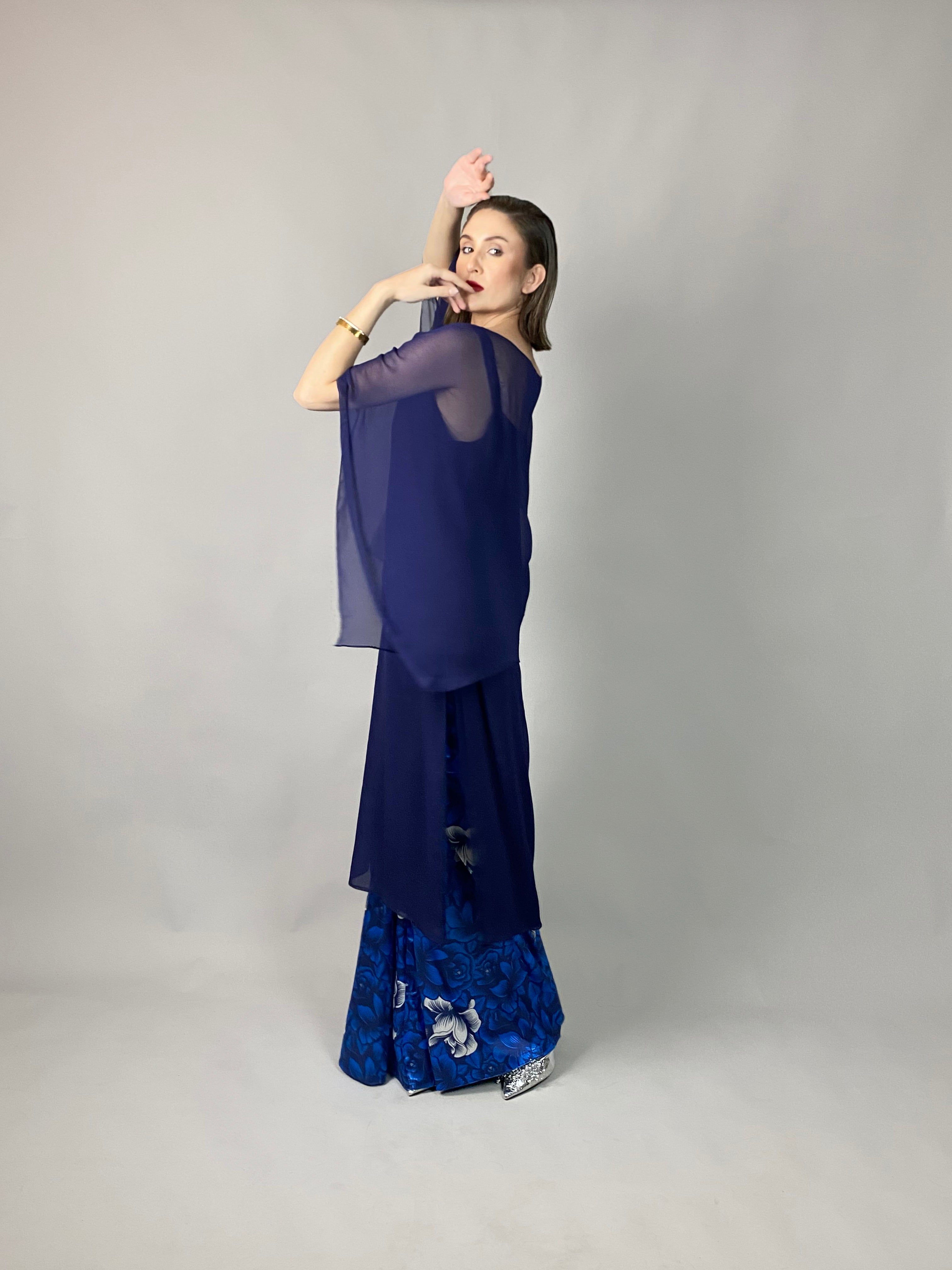 Maheem Khan - Midnight Symphony - NAVY - Blended Chiffon + Satin Silk - 3 Piece