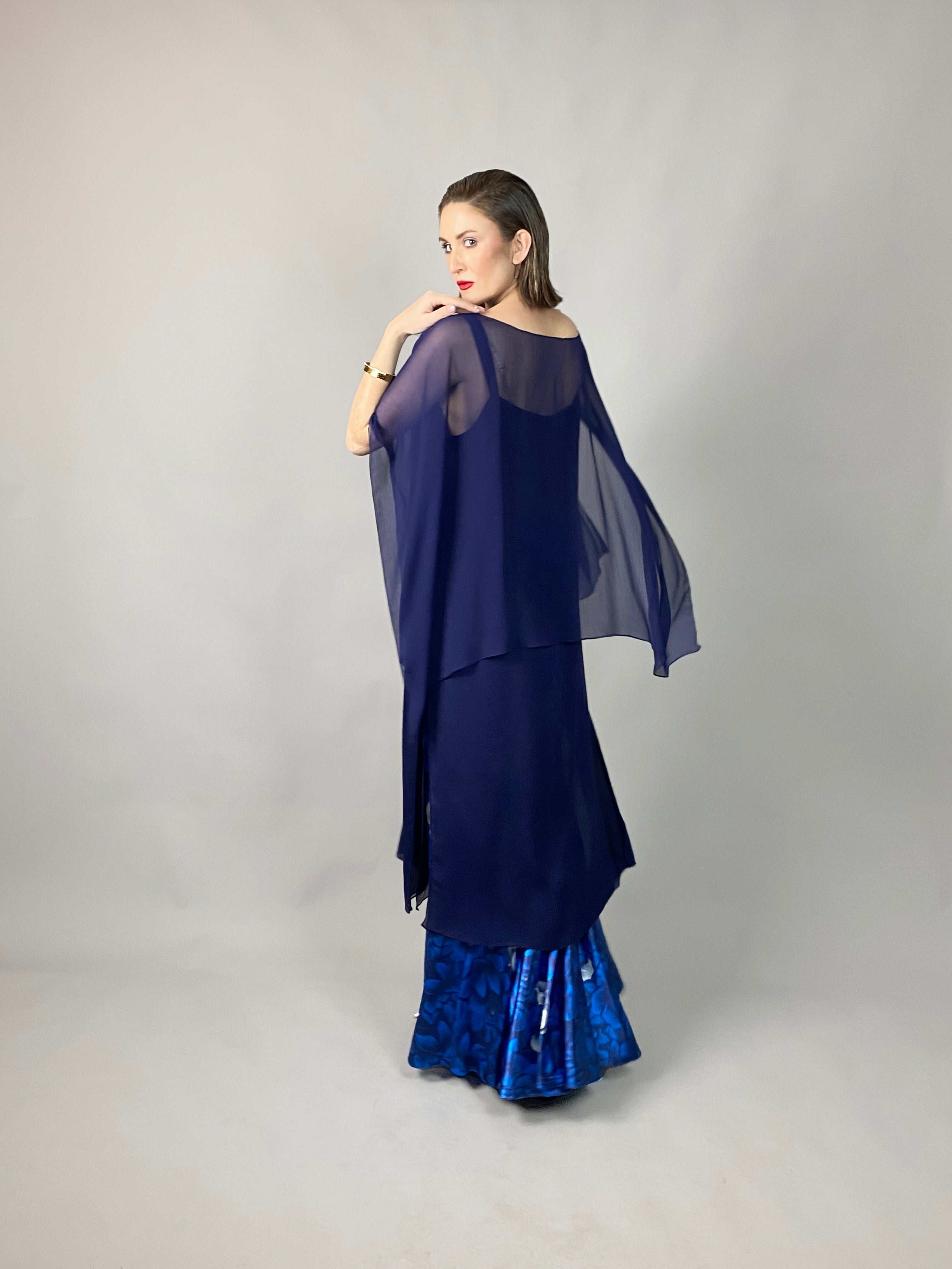 Maheem Khan - Midnight Symphony - NAVY - Blended Chiffon + Satin Silk - 3 Piece