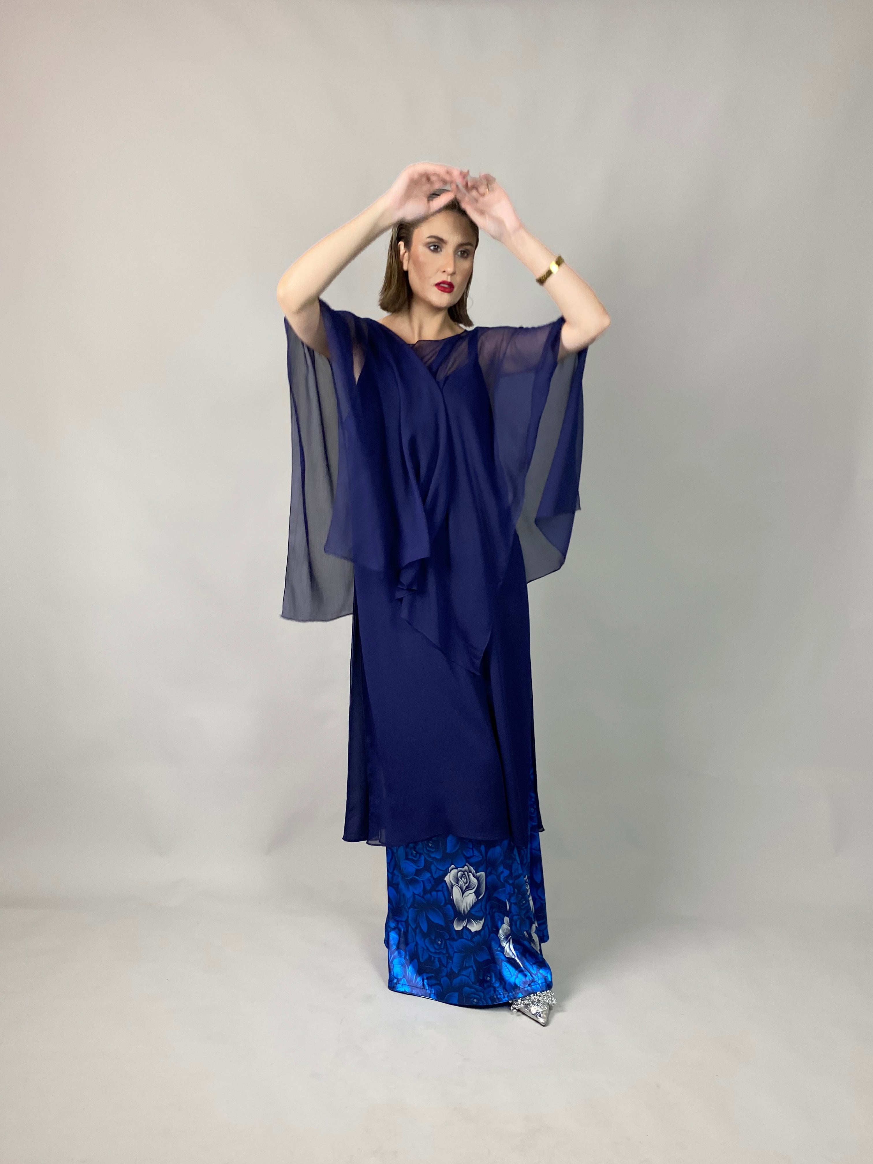 Maheem Khan - Midnight Symphony - NAVY - Blended Chiffon + Satin Silk - 3 Piece