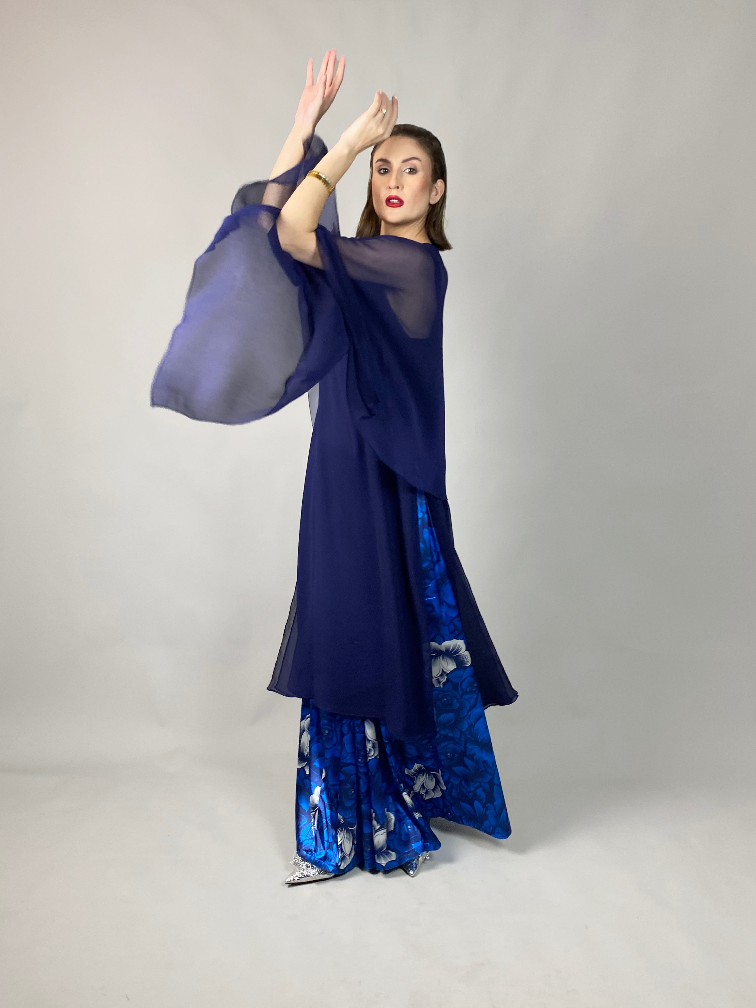 Maheem Khan - Midnight Symphony - NAVY - Blended Chiffon + Satin Silk - 3 Piece