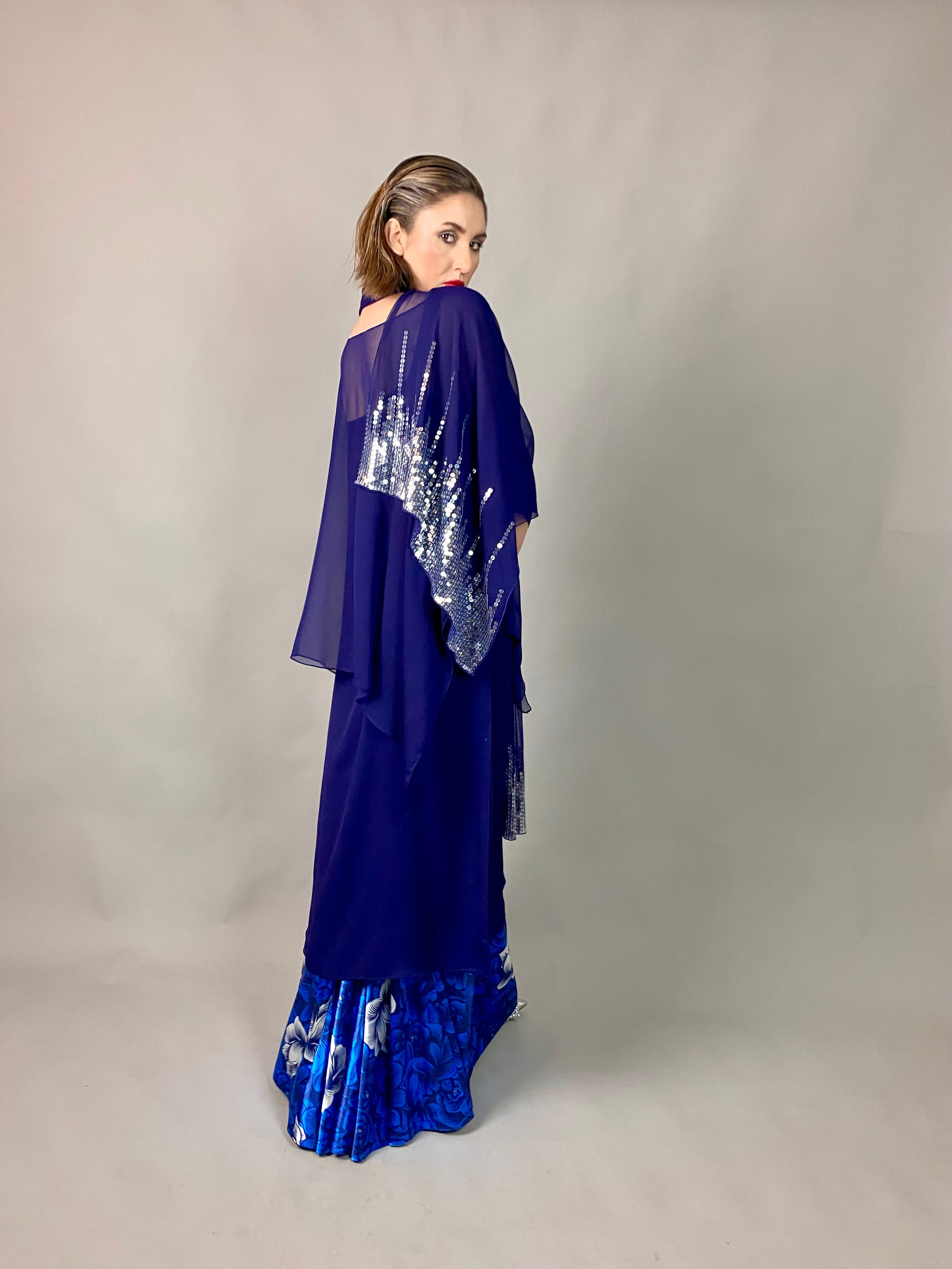 Maheem Khan - Midnight Shimmer Stole - NAVY - Blended Chiffon - 1 Piece