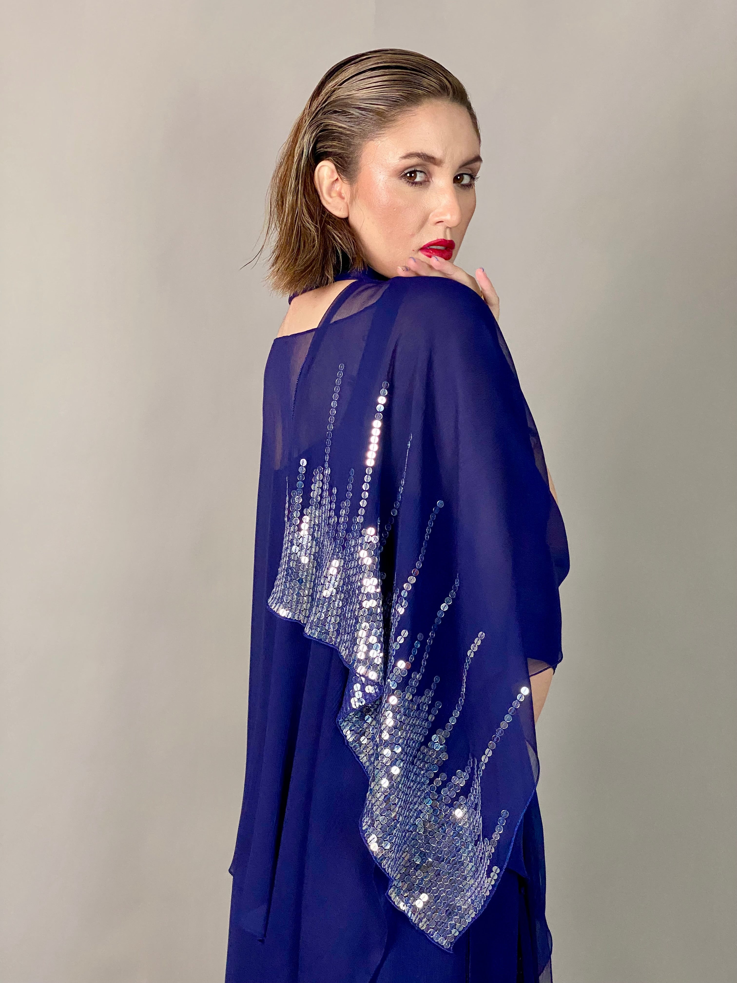 Maheem Khan - Midnight Shimmer Stole - NAVY - Blended Chiffon - 1 Piece