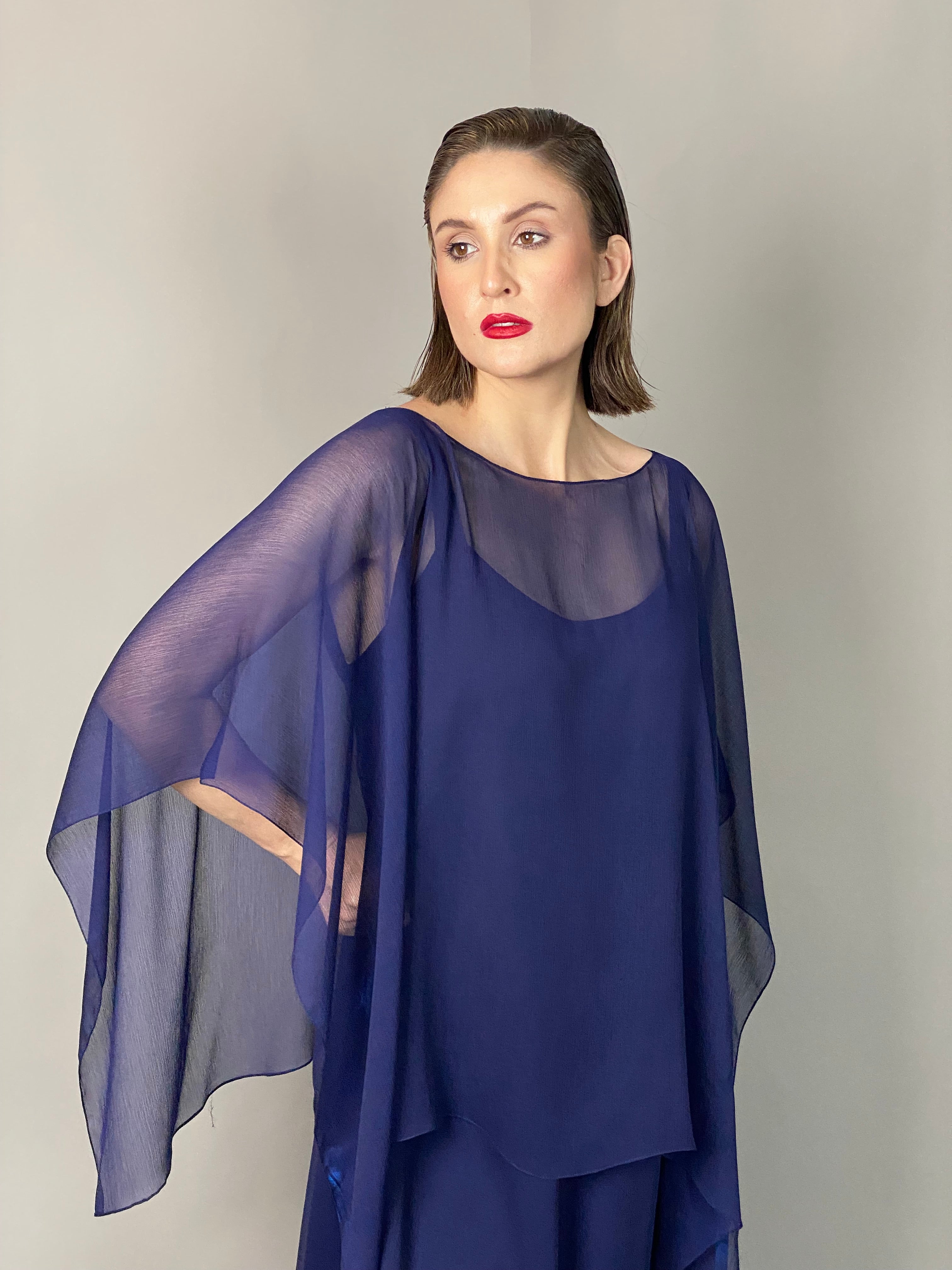 Maheem Khan - Midnight Symphony - NAVY - Blended Chiffon + Satin Silk - 3 Piece