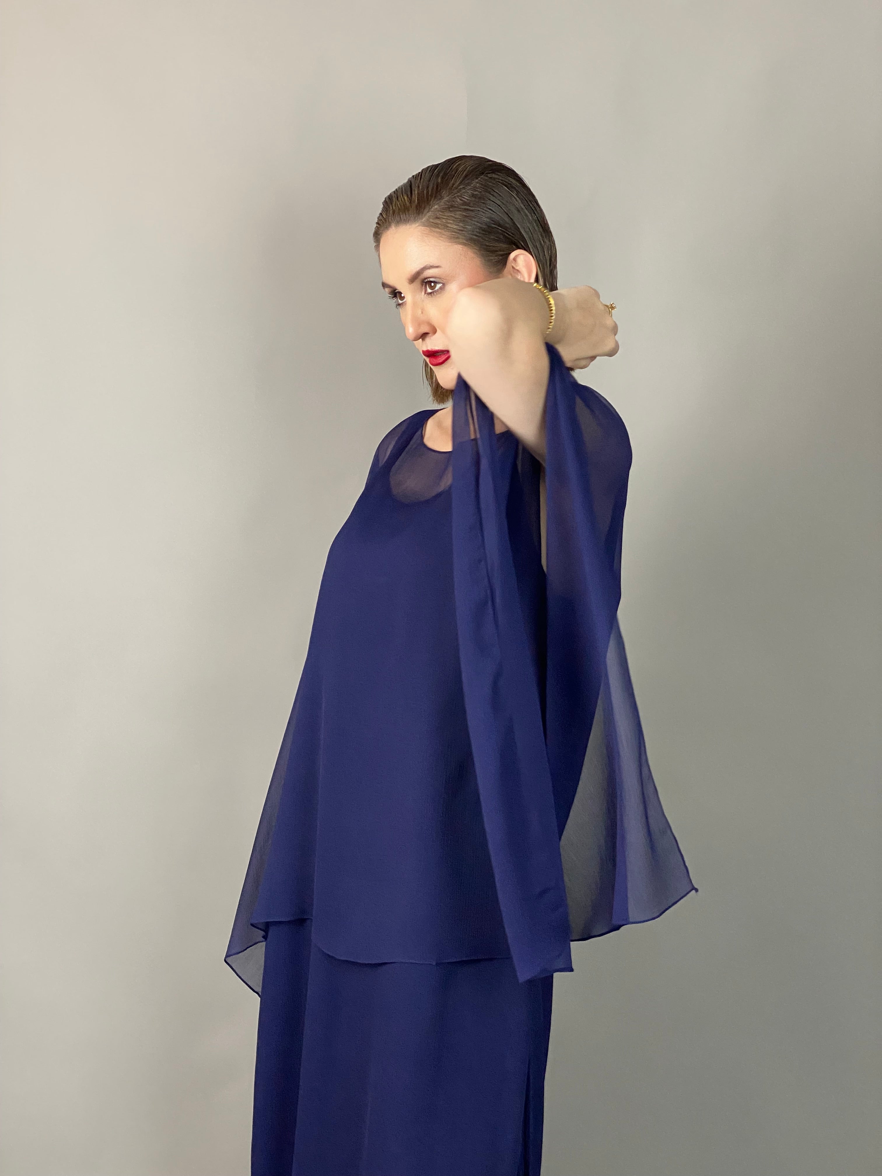 Maheem Khan - Midnight Symphony - NAVY - Blended Chiffon + Satin Silk - 3 Piece