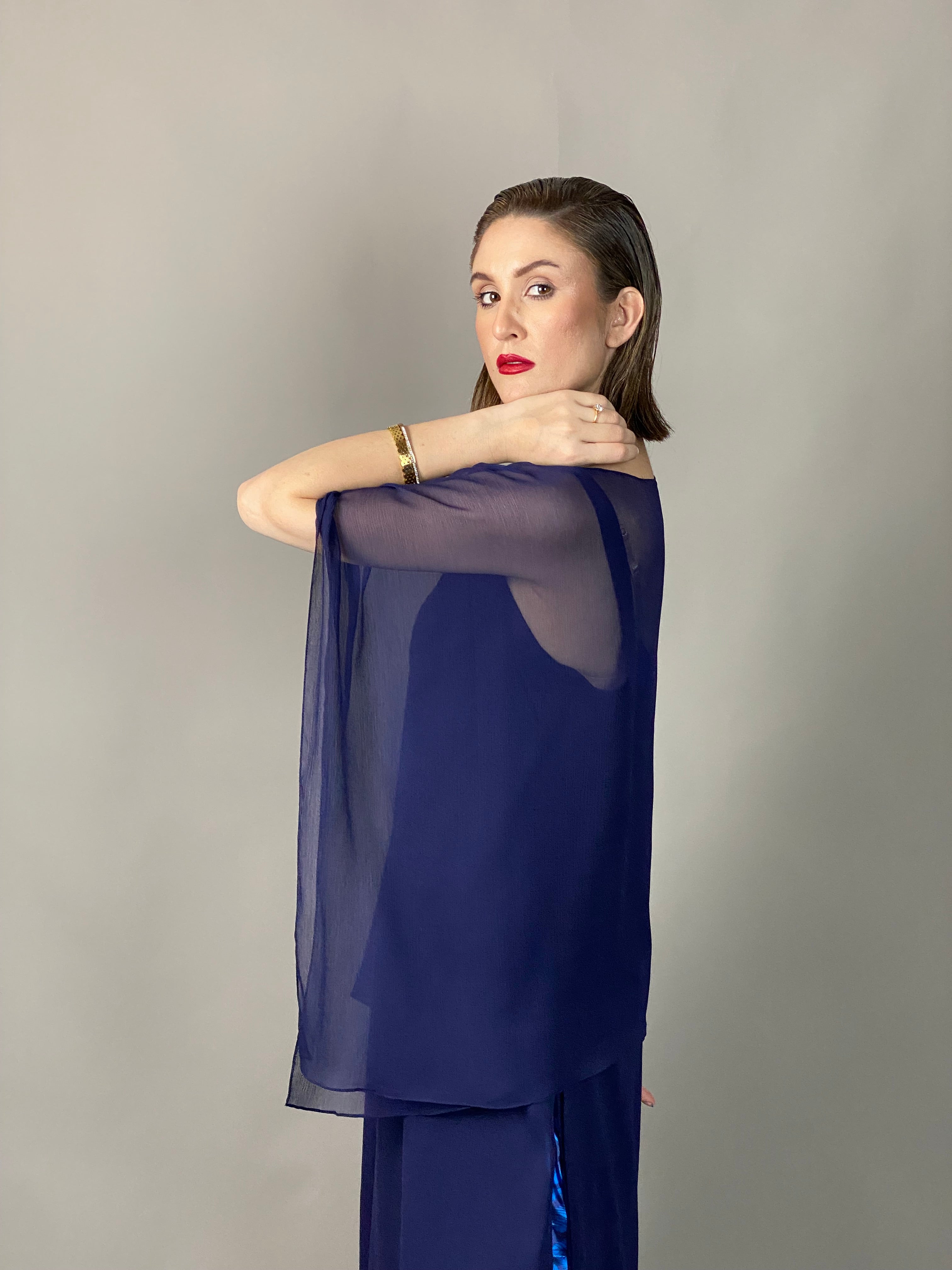 Maheem Khan - Midnight Symphony - NAVY - Blended Chiffon + Satin Silk - 3 Piece