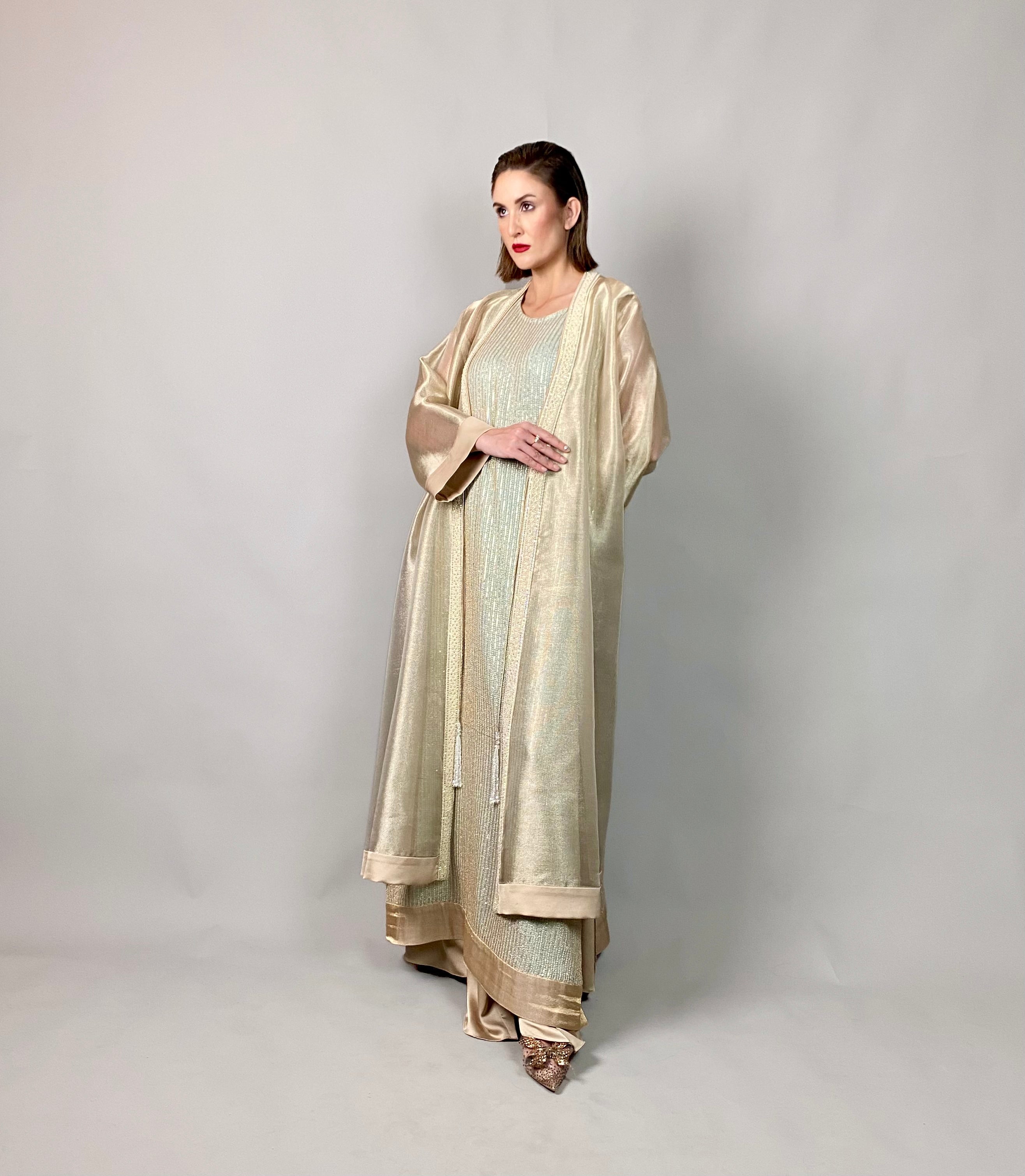 Maheem Khan - Sheer Gold Opera Coat - GOLD - NRT MYSORI - 1 Piece