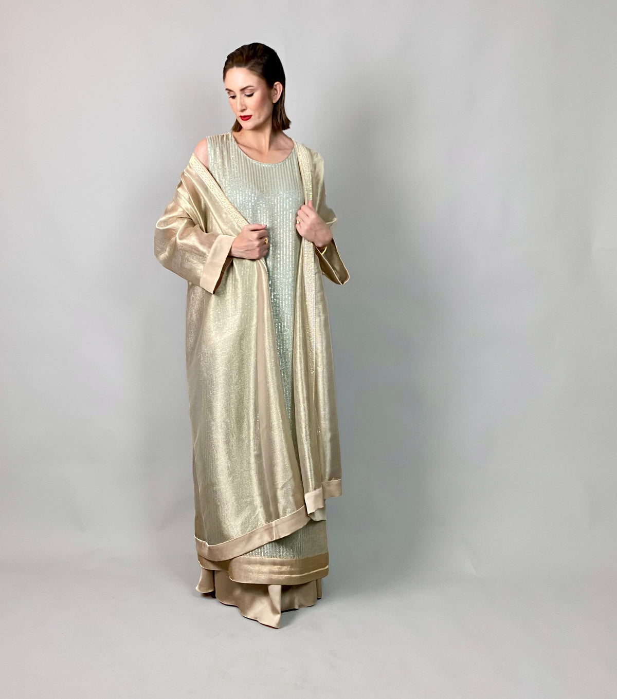 Maheem Khan - Sheer Gold Opera Coat - GOLD - NRT MYSORI - 1 Piece