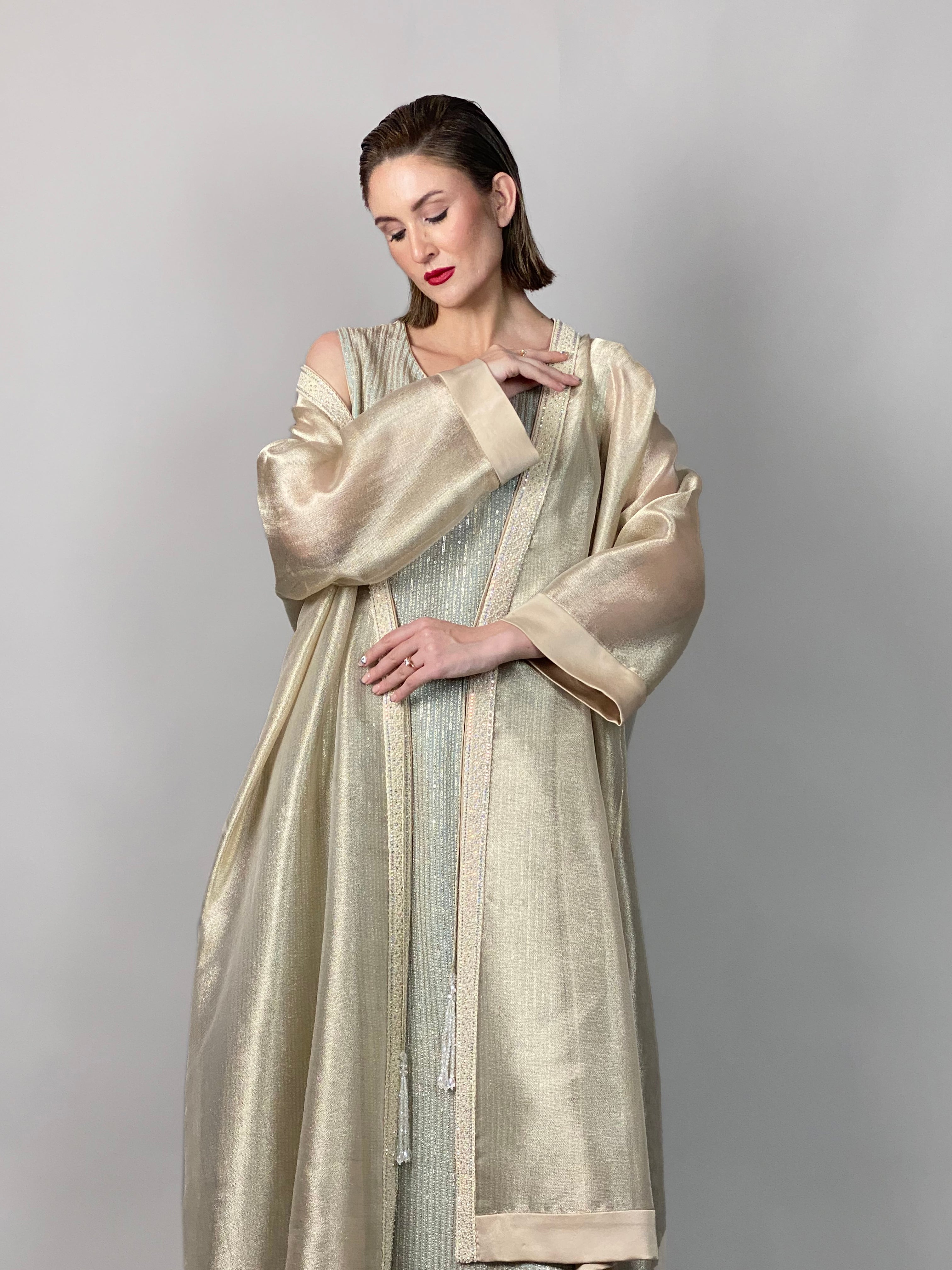 Maheem Khan - Sheer Gold Opera Coat - GOLD - NRT MYSORI - 1 Piece
