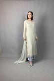 Gulabo - IVORY DREAM - Blended Chiffon + Satin Silk - Cream/Grey - 3 Piece