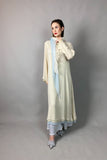 Gulabo - IVORY DREAM - Blended Chiffon + Satin Silk - Cream/Grey - 3 Piece