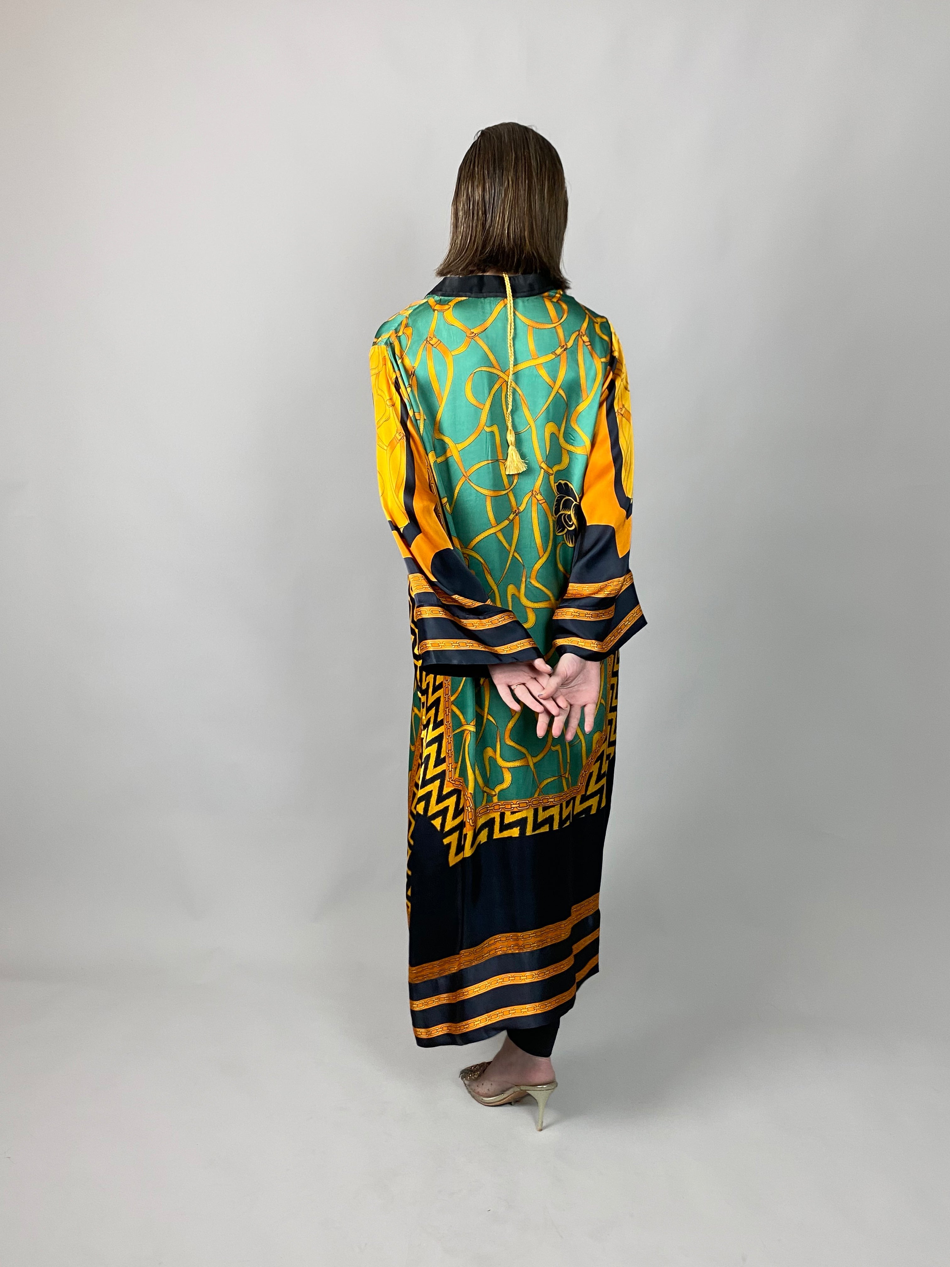 Maheem Khan - Emerald Scarf Tunic - Emerald GOLD BLACK - BLENDED SILK - 1 Piece