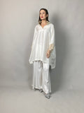 Maheem Khan - Flared  White Pants - WHITE - BLENDED SILK - 1 Piece