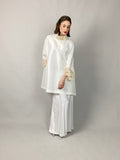 Maheem Khan - Flared  White Pants - WHITE - BLENDED SILK - 1 Piece