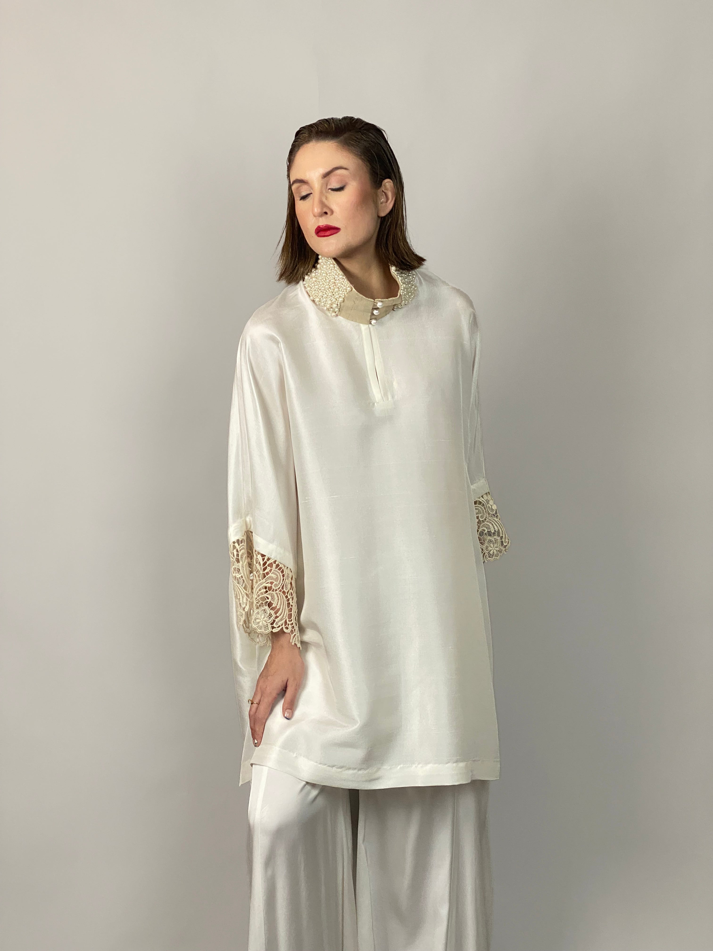 Maheem Khan - Lady In White - WHITE - RAW SILK - 1 Piece
