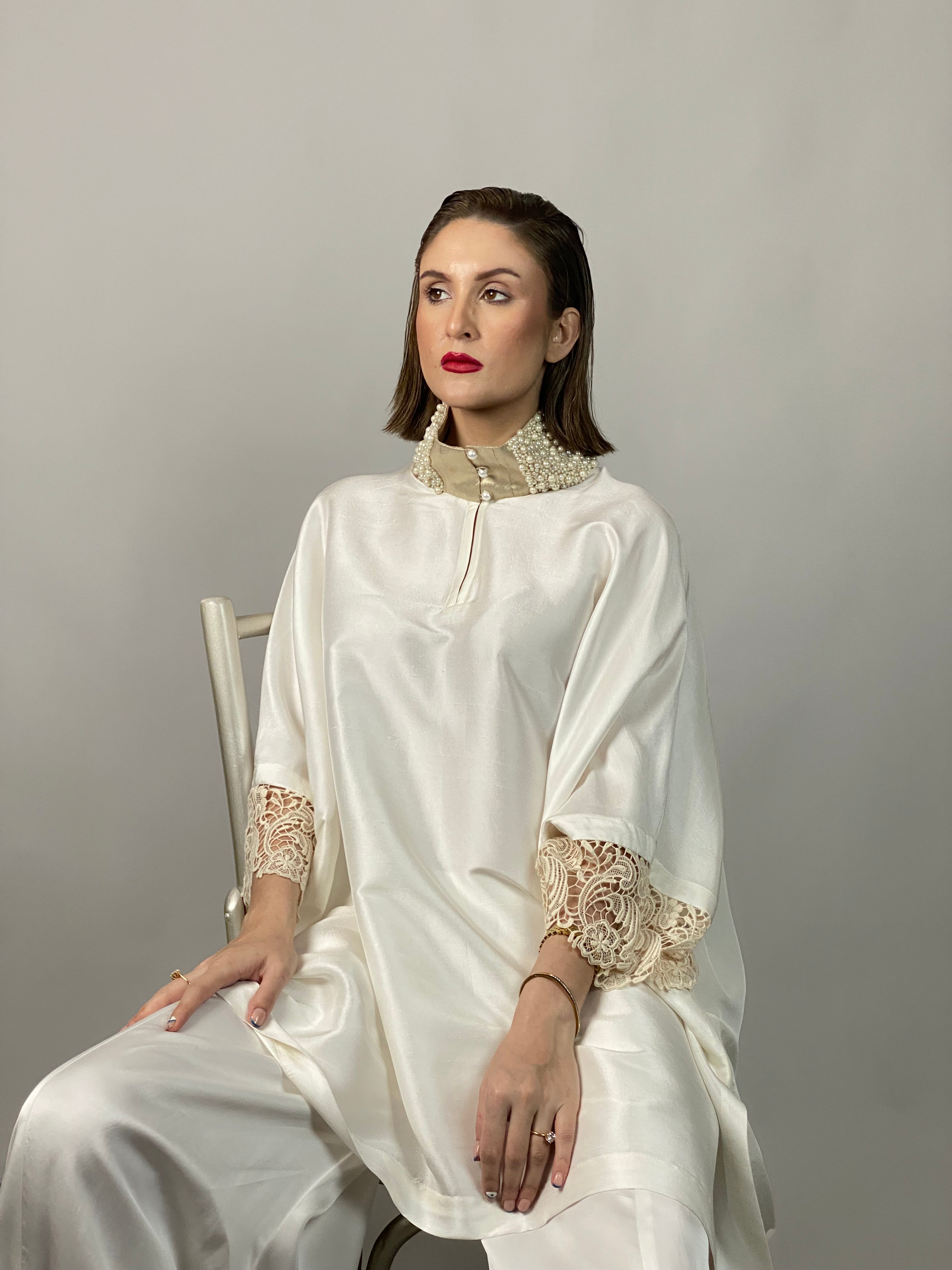 Maheem Khan - Lady In White - WHITE - RAW SILK - 1 Piece