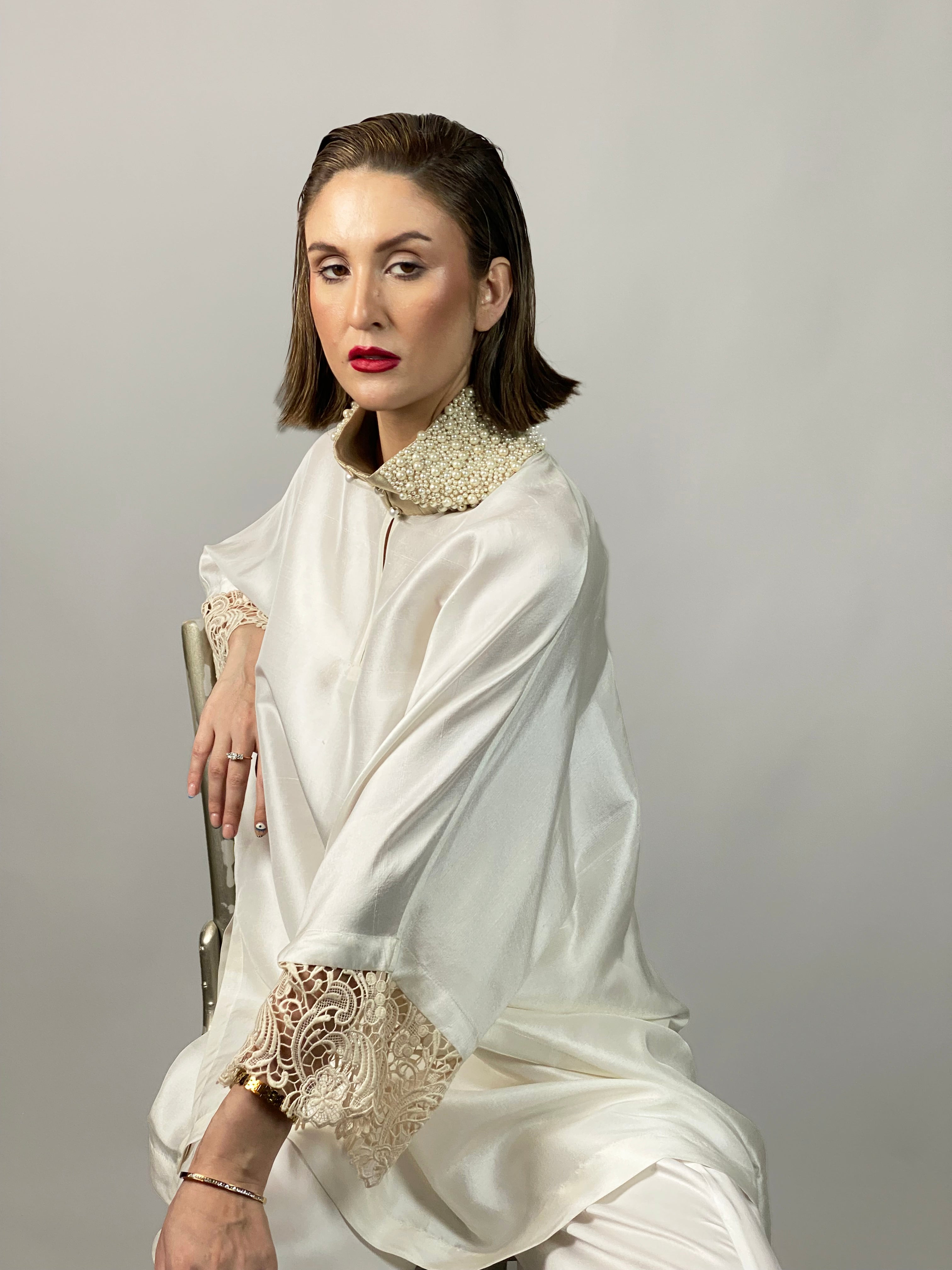 Maheem Khan - Lady In White - WHITE - RAW SILK - 1 Piece