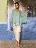 Gulabo - Samawiya Silk Chiffon + Blended Satin Aqua Turquoise Biege Eastern Wear For Women - 2 Piece