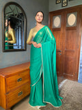 Gulabo - Zayna Blended Chiffon Green Sari For Women - 1 Piece